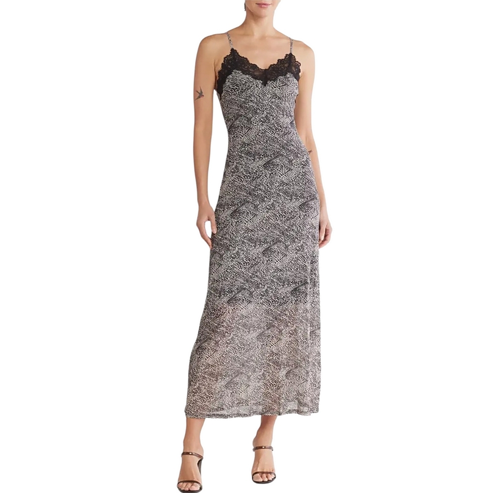 LOVESTITCH Animal Print Slip Maxi Dress Womens size Small